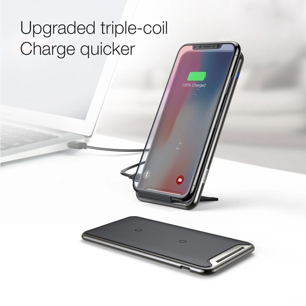 Baseus triple coil wireless charging pad and phone stand 10W