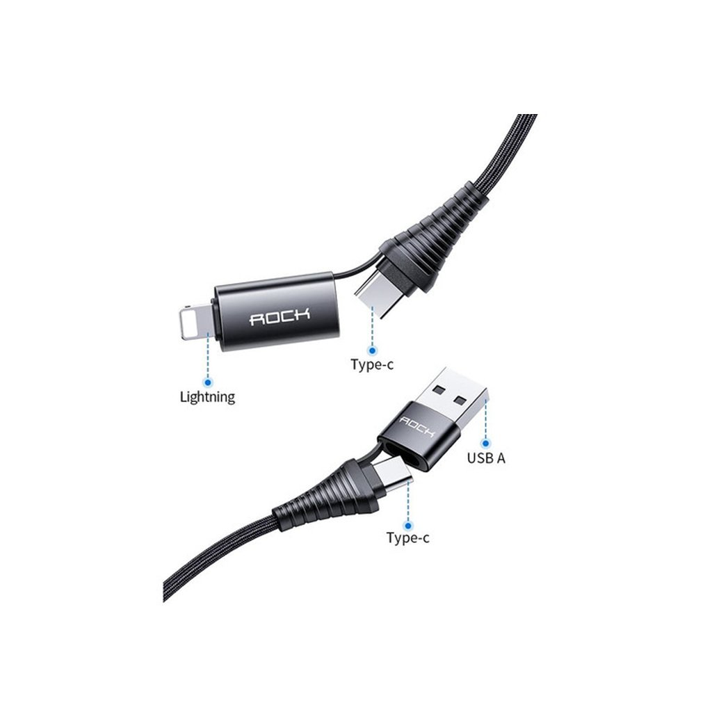 Rock R12 Multi-function PD Fast Charge & Sync Cable (4 IN 1)