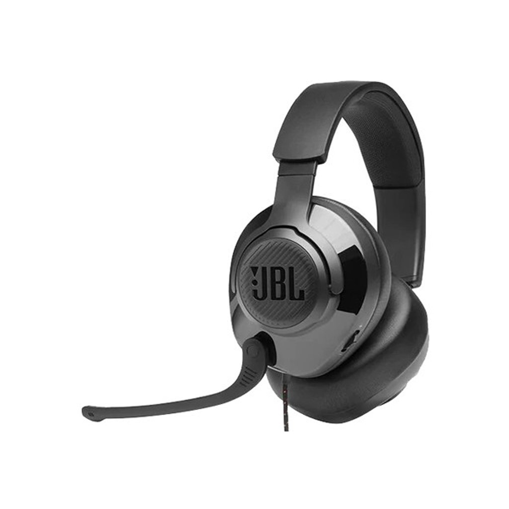JBL Quantum 300 Hybrid wired over-ear gaming headset with flip-up mic