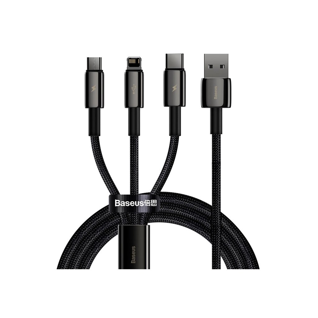 Baseus Tungsten Gold 3-in-1 Cable 1.5M - Black