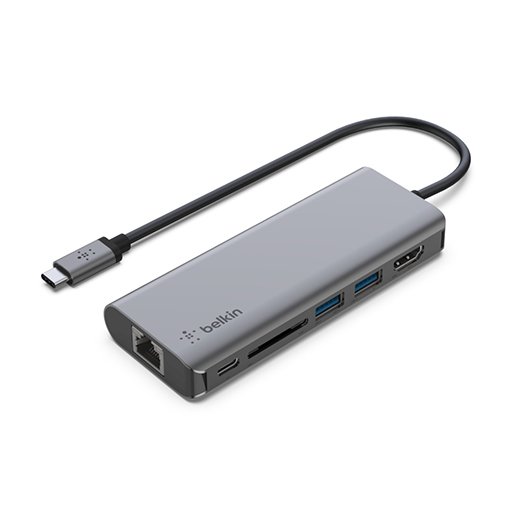 Belkin USB-C 6-in-1 Multiport Adapter - Gray