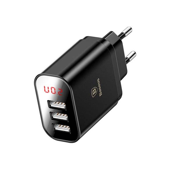 Baseus Mirror Lake Digital Display 3 USB Travel Charger
