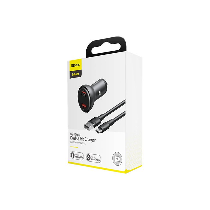 Baseus Digital Display Dual Quick Car Charger 45W Suit