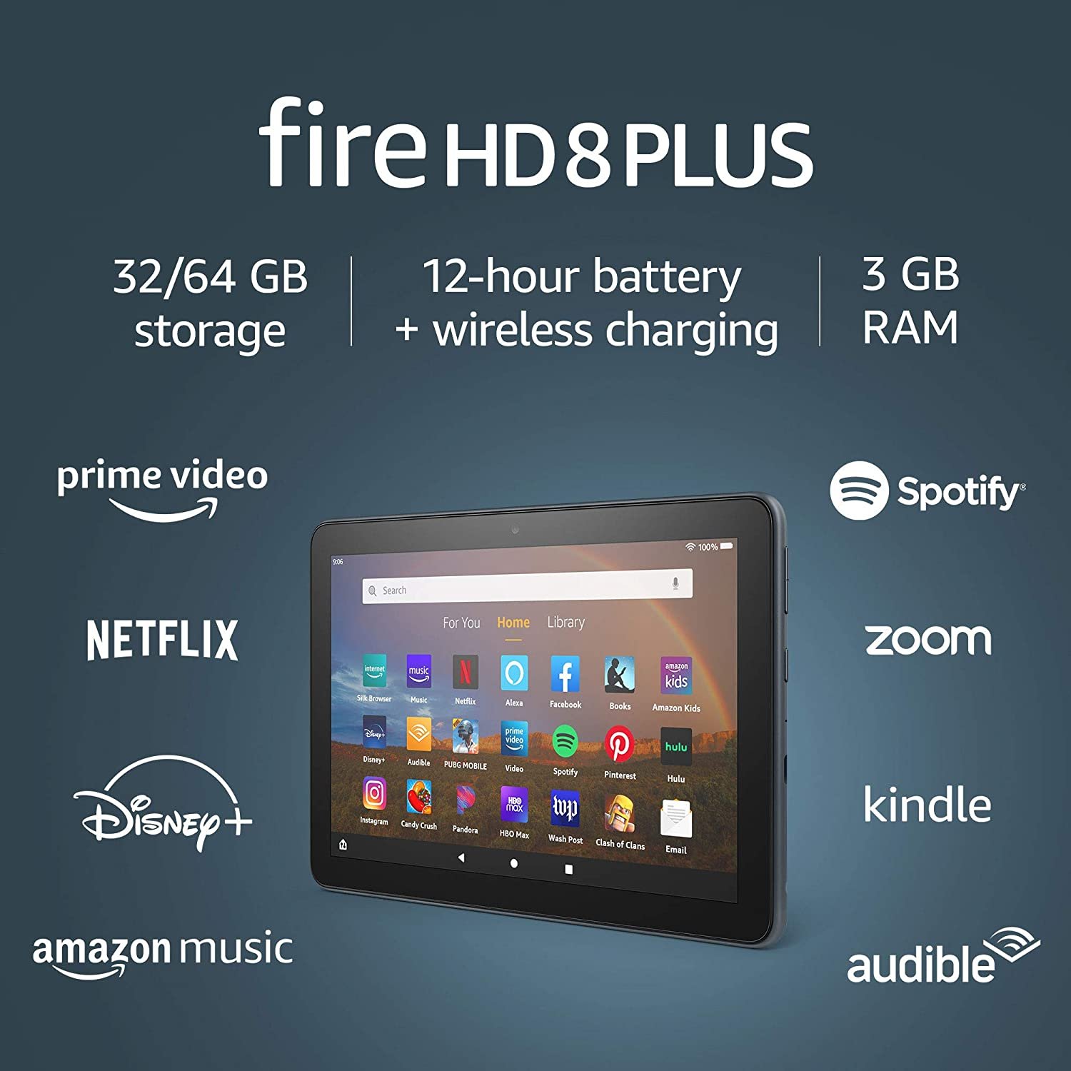 Fire HD 8 Plus (2022) 8 HD tablet with Wi-Fi 32 GB Gray