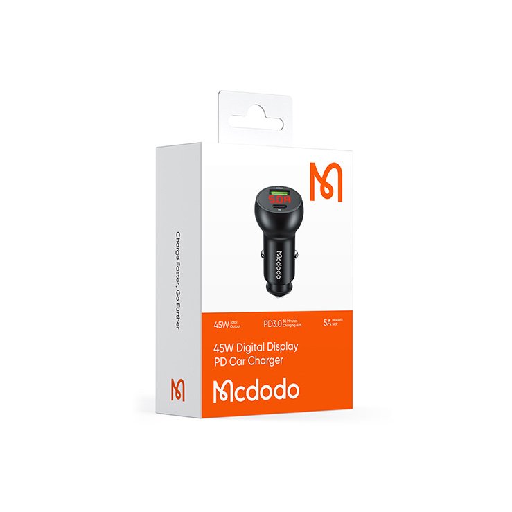 Mcdodo CC-7030 PD+QC Usb 45W Car Charger with Digital Display