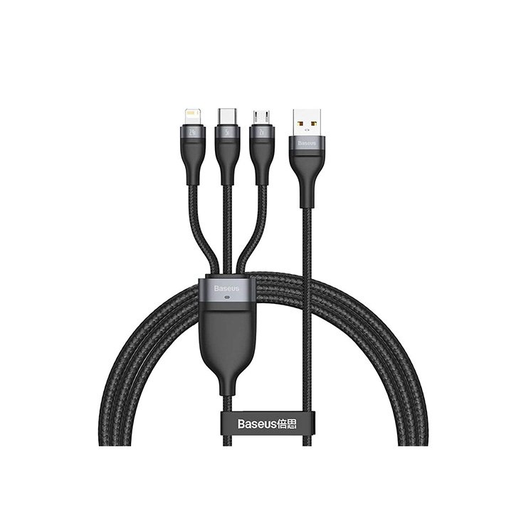 Baseus One-for-three Fast Charging Data Cable USB to M+L+C 66W