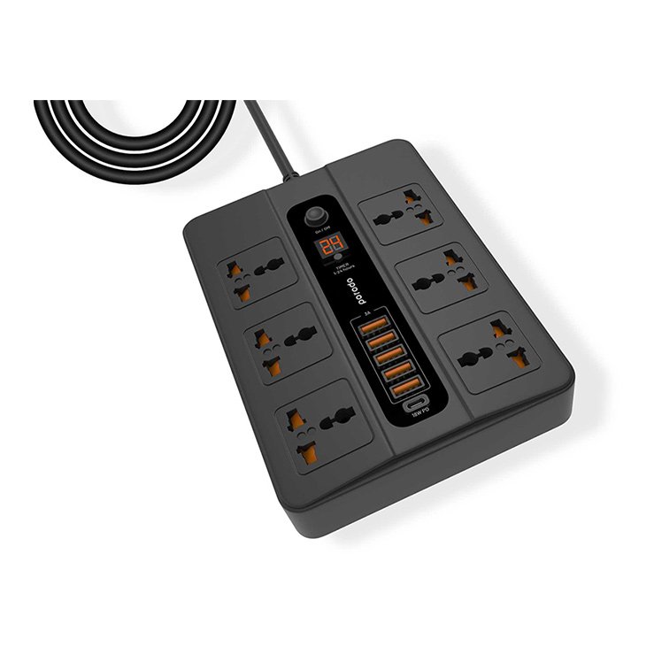 Porodo Multi-Port Super Hub 5 USB 6 AC Output 1 USB-C PD