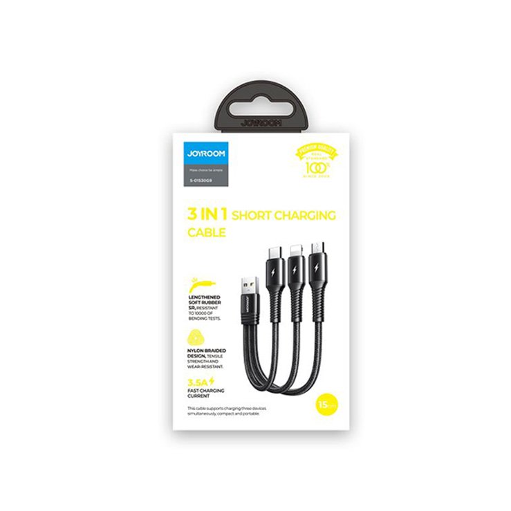Joyroom S-01530G9 3 In 1 Short Charging Cable