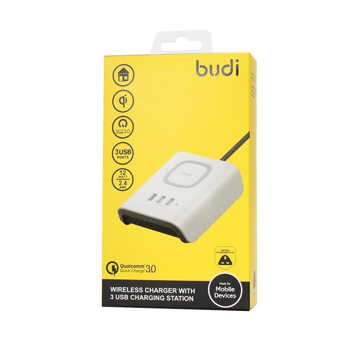 Budi Wireless Charger with 3 USB Charging Station 12W