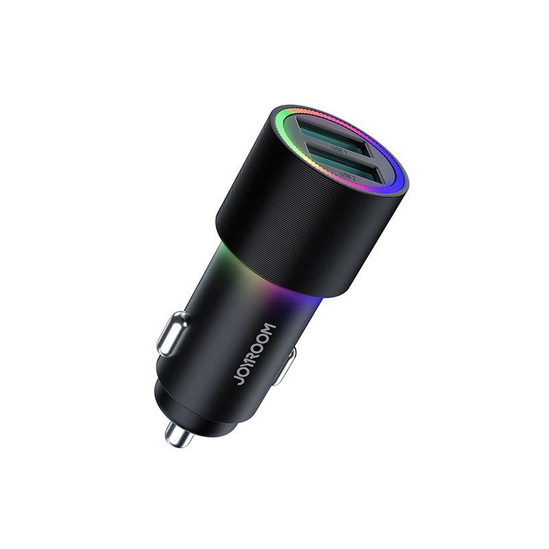 Joyroom JR-CL10 4.8A Dual Port Car Charger with Colorful LED Light