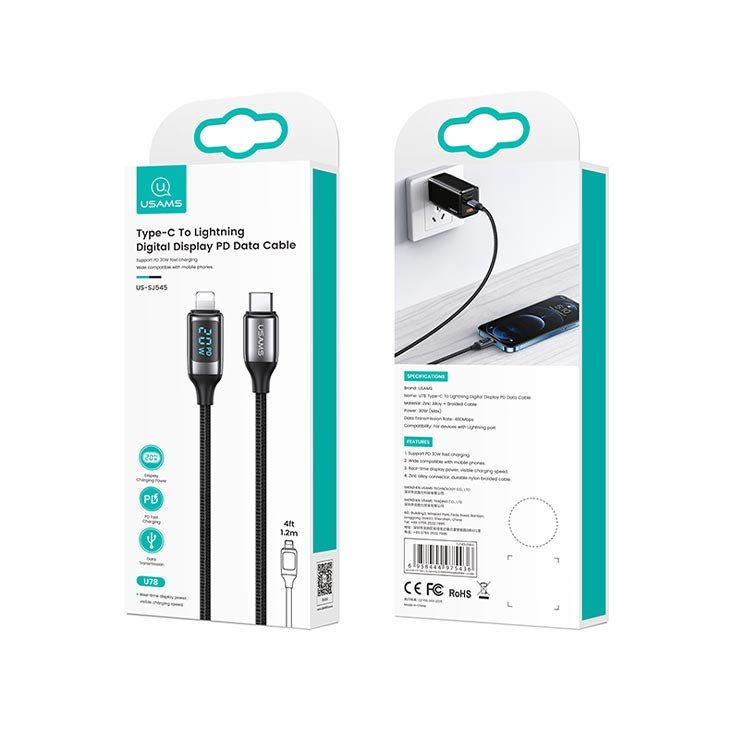 USAMS US-SJ545 U78 Type-C to Lighting Digital Display PD Data Cable
