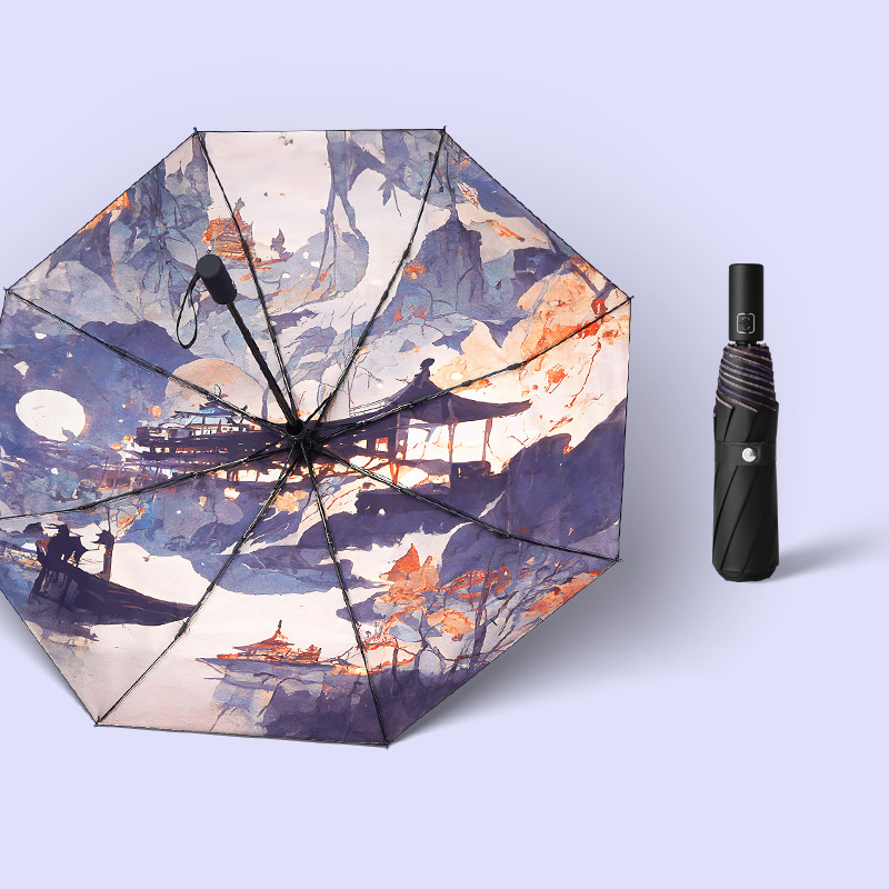 Maple & Fire 21-inch 8-Rib Manual Tri-Fold Umbrella