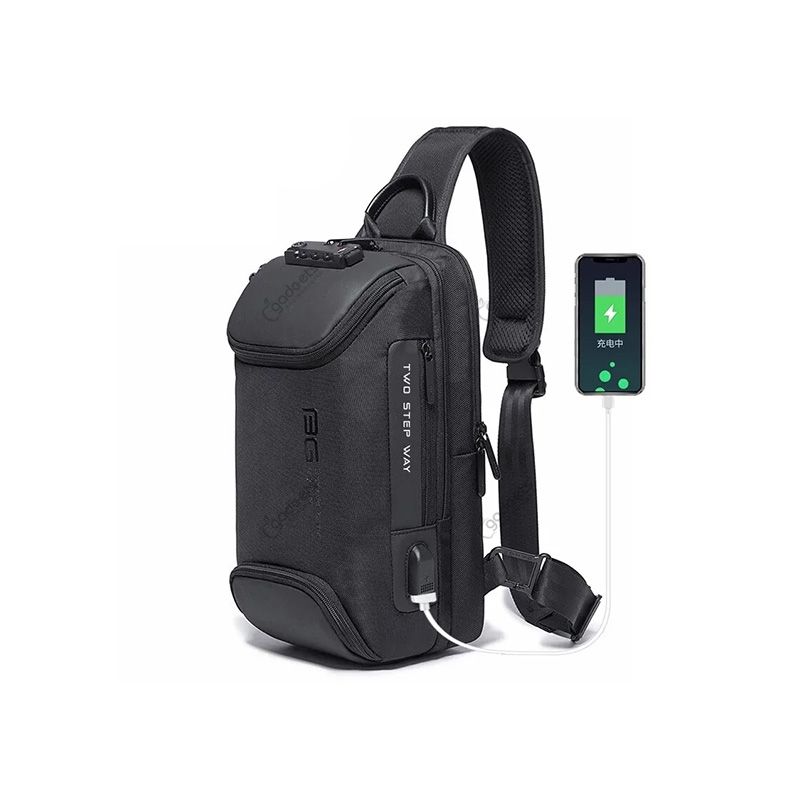 BANGE BG7082 Anti-Theft TSA Lock Crossbody Bag with External USB Port