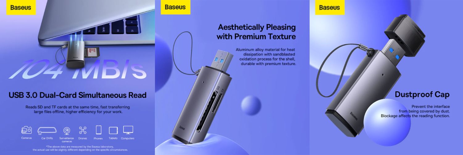 Baseus Airjoy USBASD & TF Card Reader price in Bangladesh