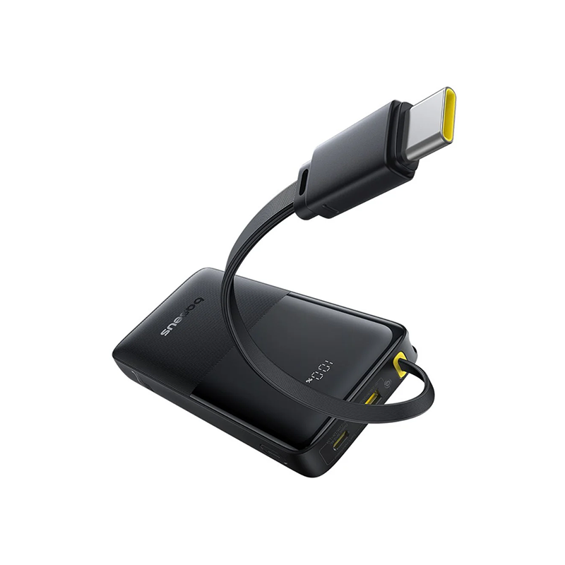 Baseus Bipow 2 20W Digital Display Power Bank With Built-in-USB-C Cable - 20000mAh