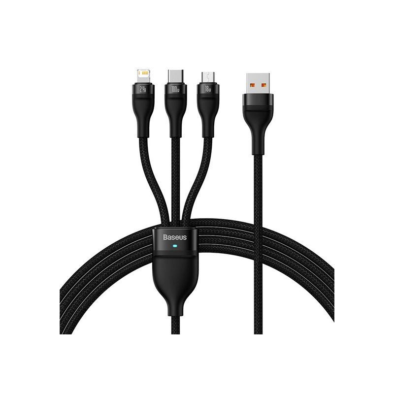 Baseus One for Three Fast Charging Data Cable USB to M+L+C 100W