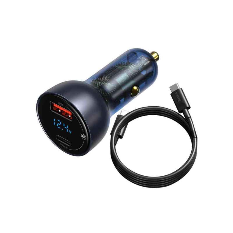 Baseus Particular Digital Display QC PPS Dual Quick Charger Car Charger With Cable - 65W