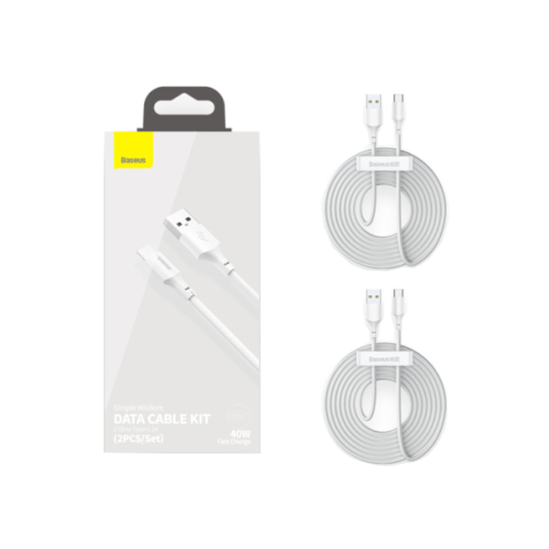 Baseus Simple Wisdom Data Cable Kit USB to Type-C 5A 2PCS - 1.5m