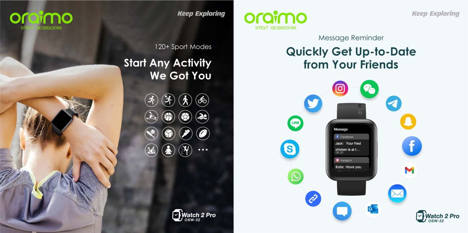 Oraimo OSW-32 - Watch 2 Pro Smart Watch - With Bluetooth Call, Health Check