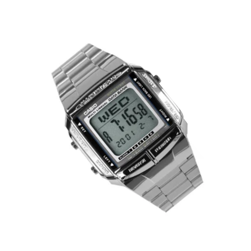 Casio Vintage Db3601adf Illuminator Data Bank Stainless Steel Mens Watch