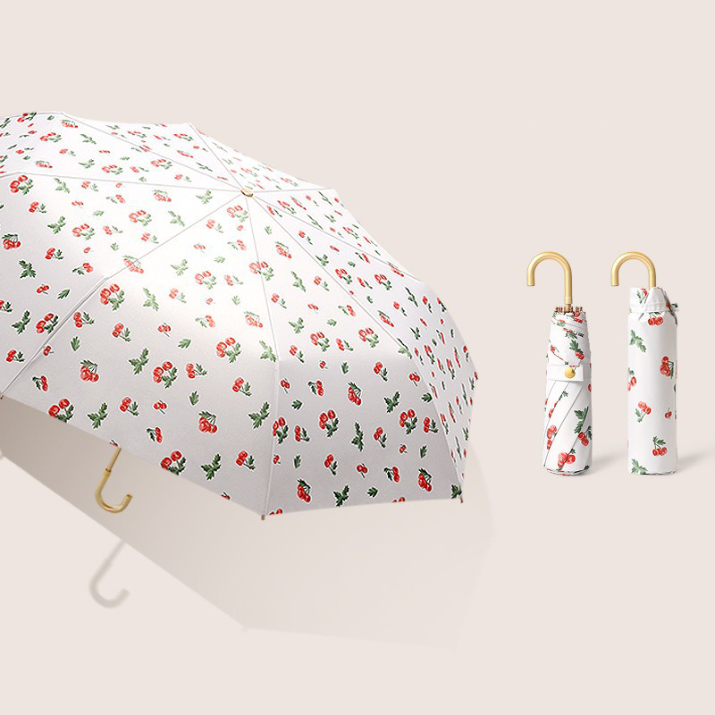 Lumina Gold Hook-Style Curved-Handle Anti-UV Umbrella