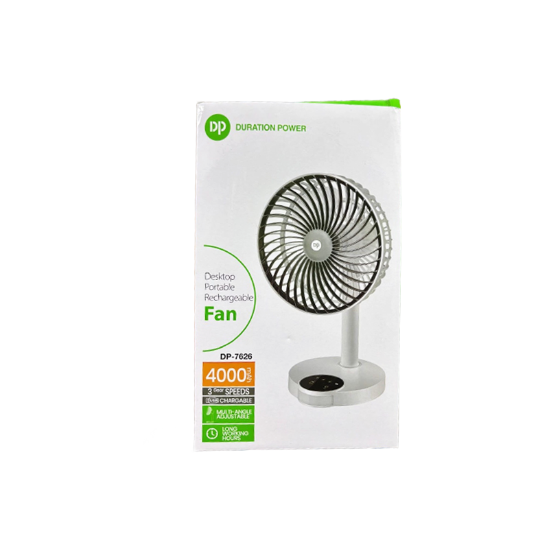 DP 7626 Rechargeable Table Fan With Led Light