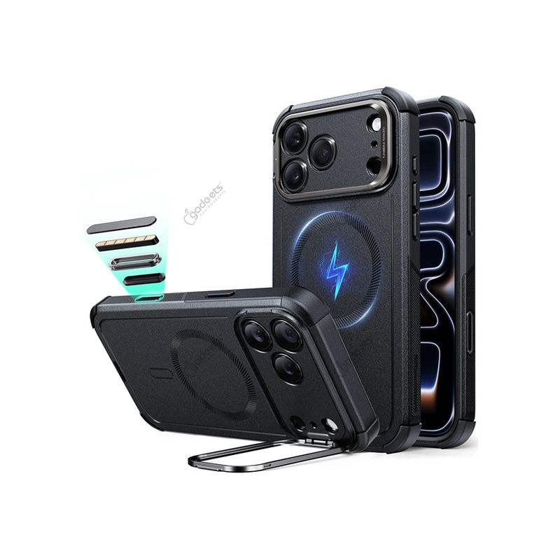 ESR Cyber Tough Case with Stash Stand for iPhone