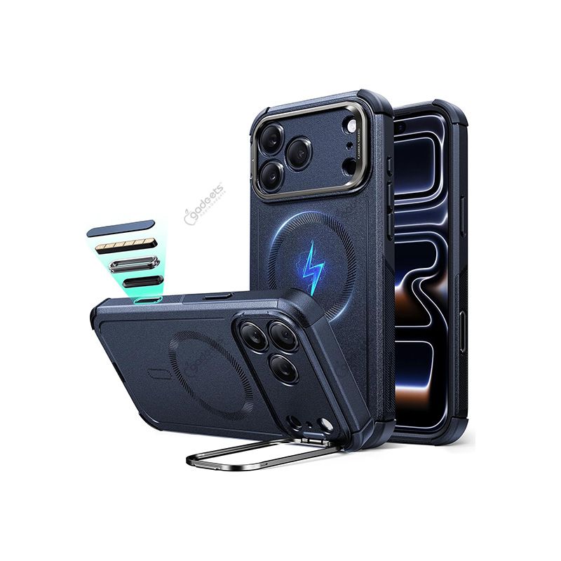 ESR Cyber Tough Case with Stash Stand for iPhone