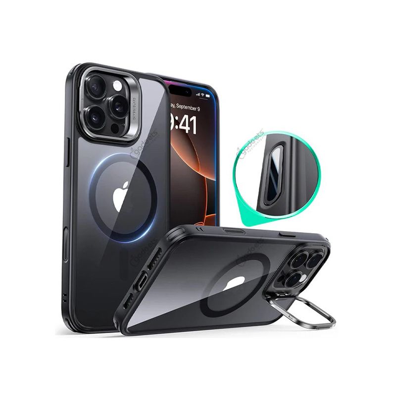 ESR HaloLock Classic Hybrid Camera Control With Stash Stand Case for iPhone 16 Pro Max