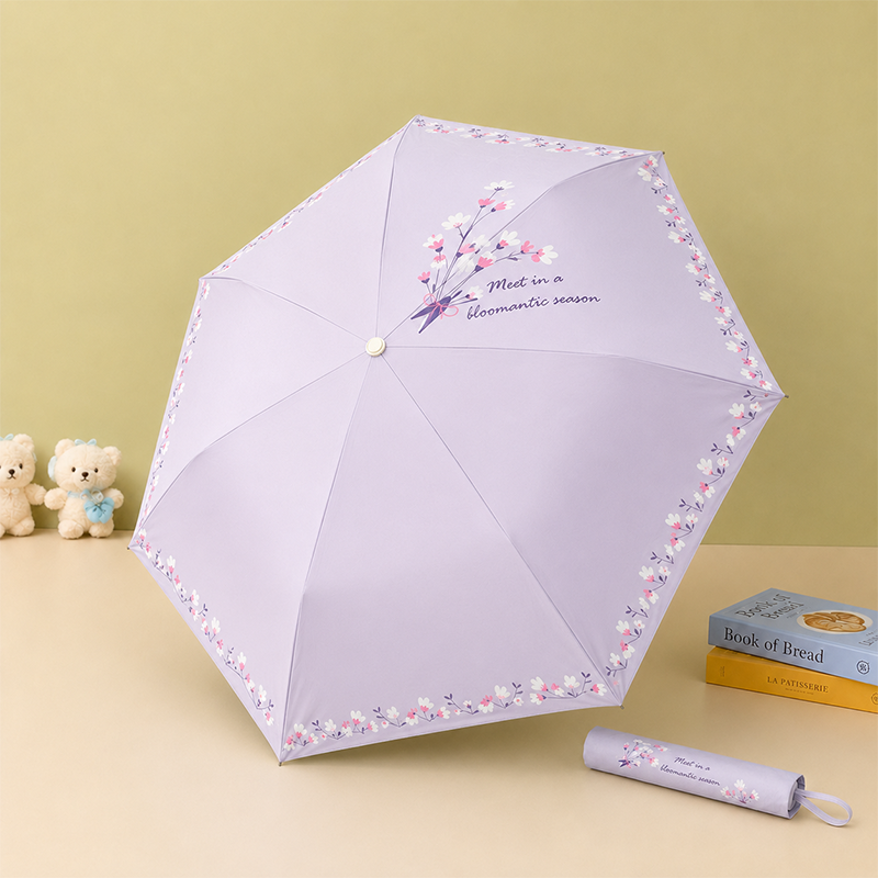 Floral Print Dual-Color Folding Umbrella