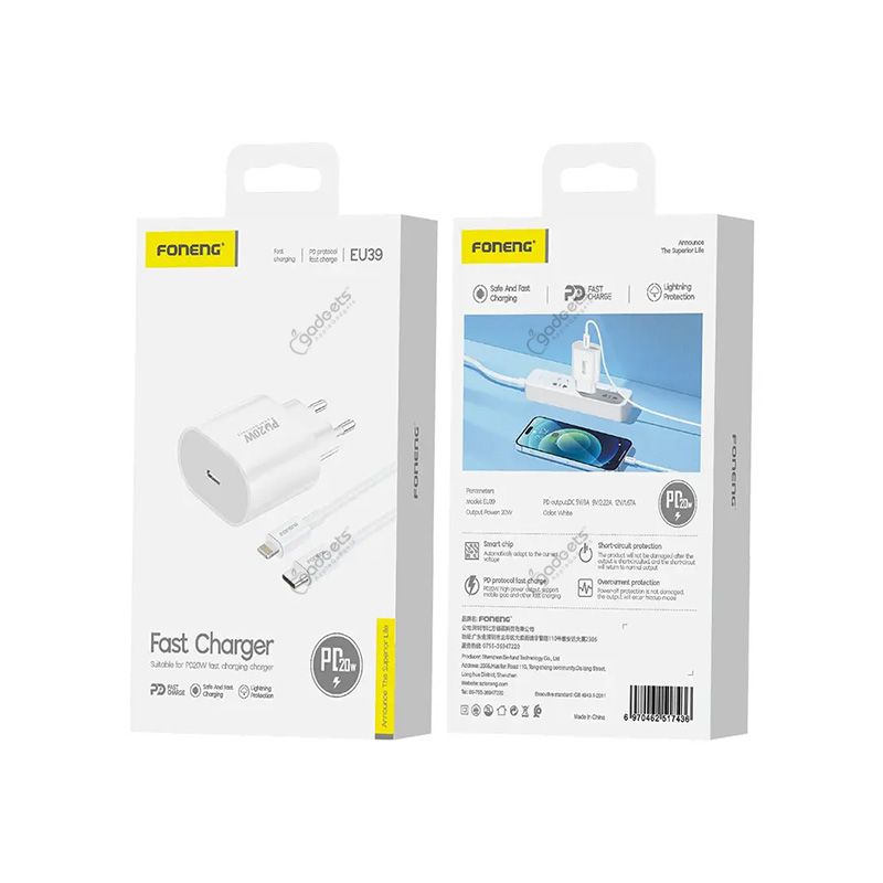 Foneng EU39 PD 20W Quick Charger With Type-C Cable