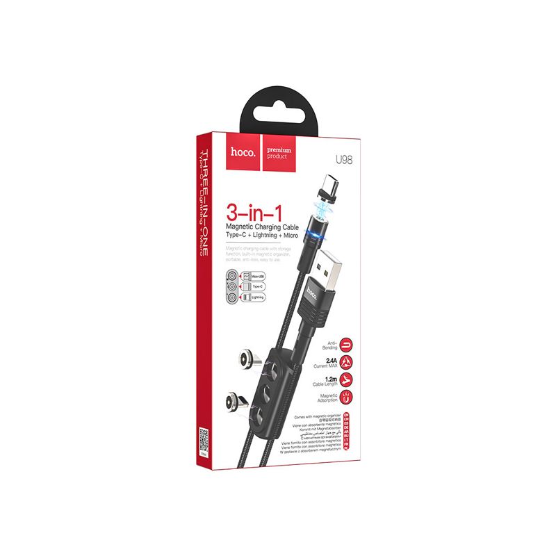 Hoco U98 Sunway 3-in-1 Magnetic Charging Cable 1.2m