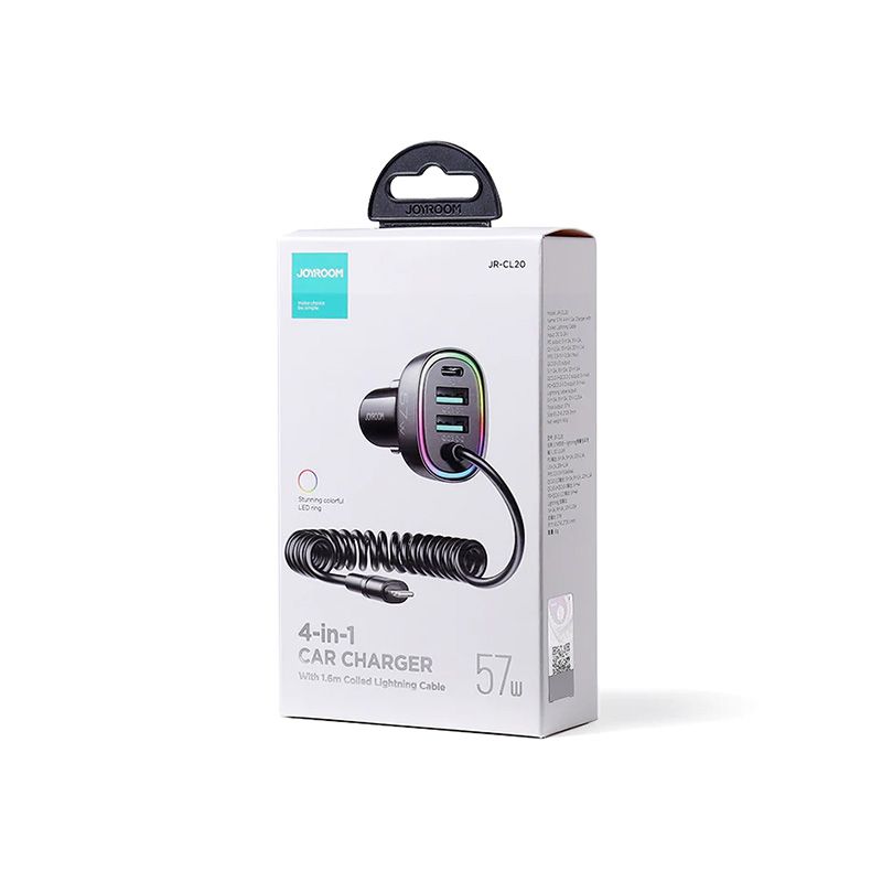 Joyroom JR-CL20 4-in-1 Car Charger with Lightning Cable 57W