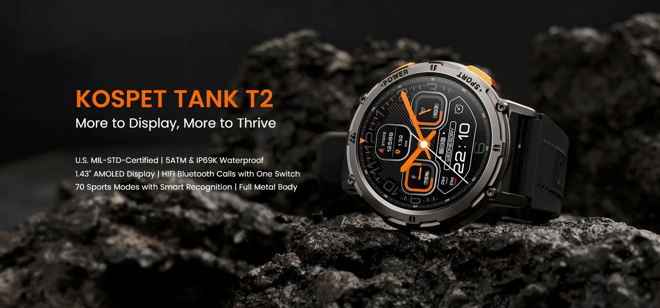 KOSPET TANK T2 Smartwatch- Black buysalesbd