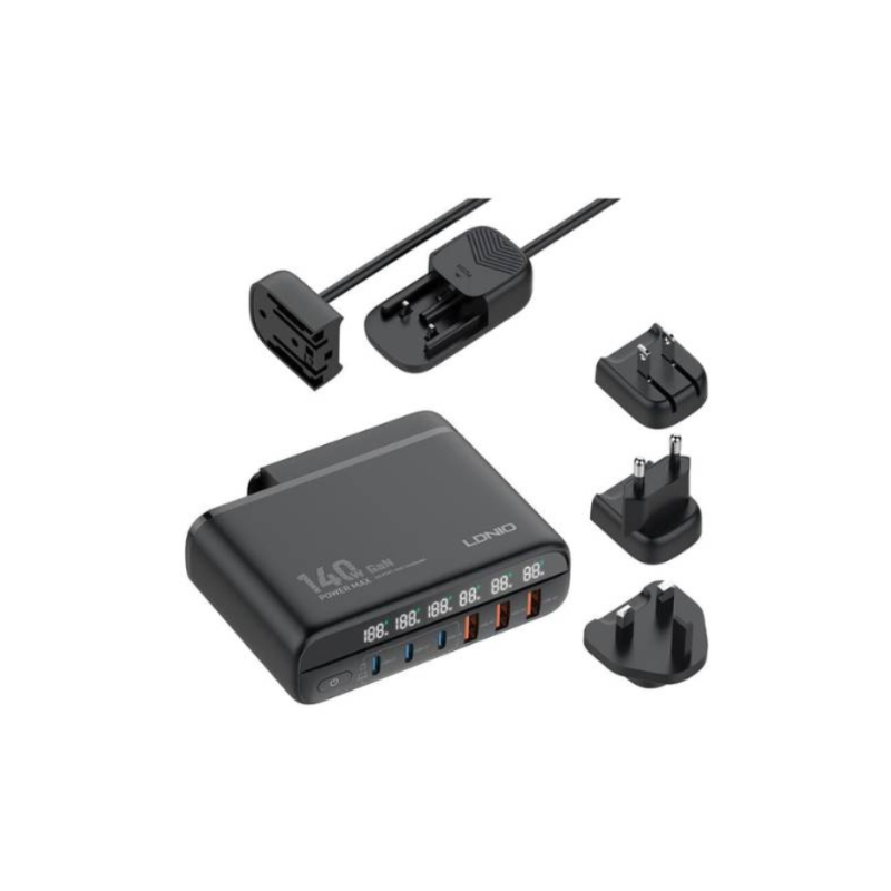LDNIO A6140C 6 USB Ports LED Display Fast Charging Adapter