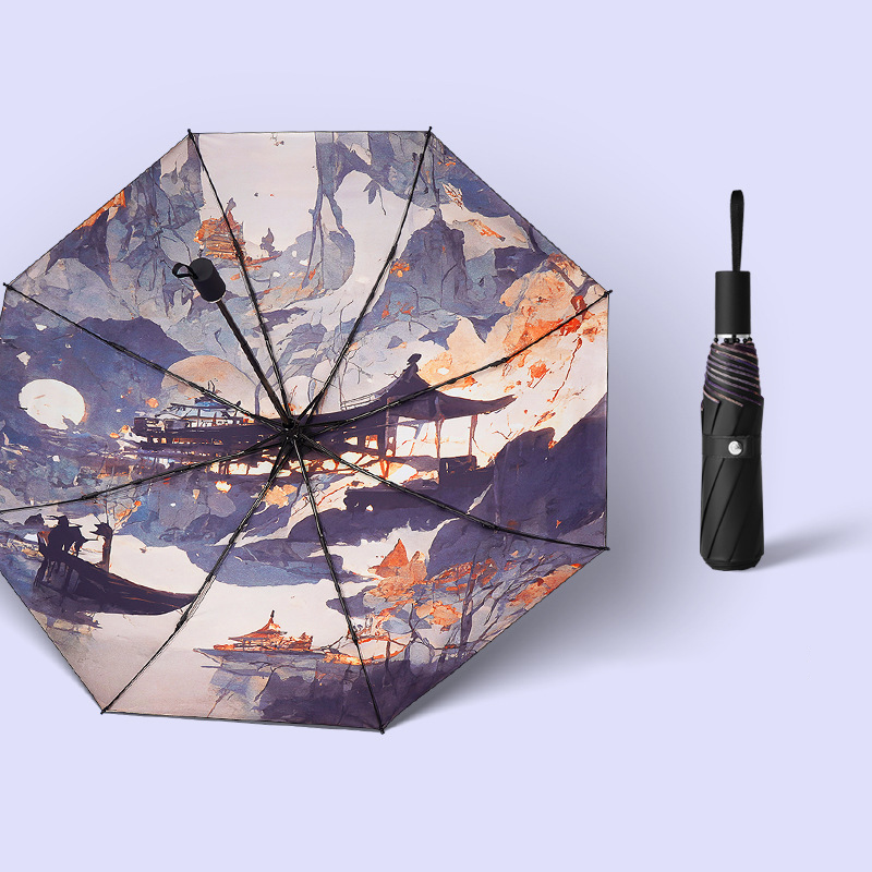 Maple & Fire 21-inch 8-Rib Manual Tri-Fold Umbrella