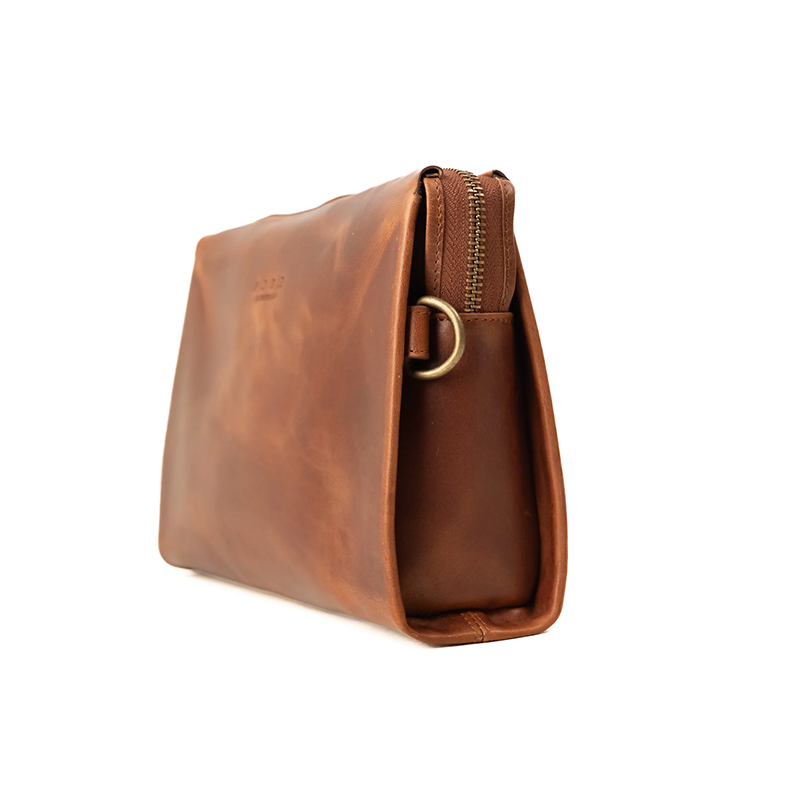 Maverick Oil Pull Up Leather Large Capacity Coded Lock Clutch Bag
