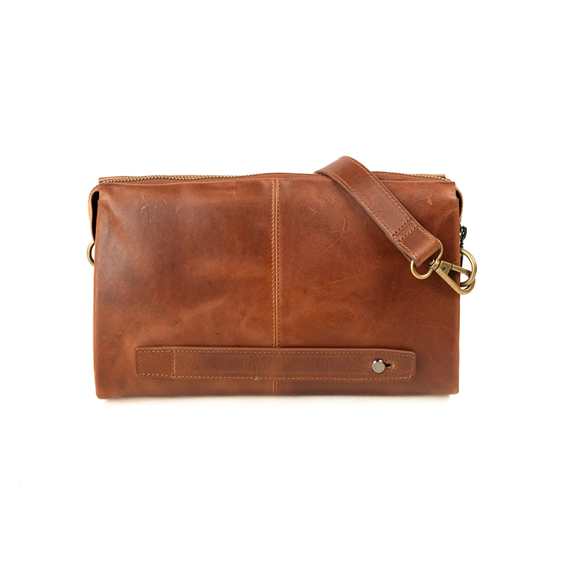 Maverick Oil Pull Up Leather Large Capacity Coded Lock Clutch Bag