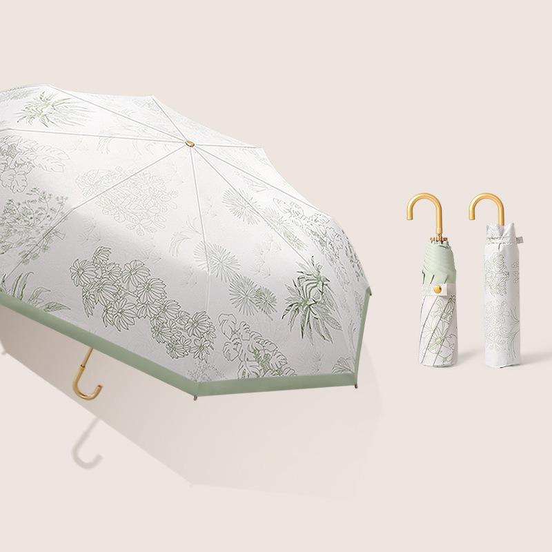 Lumina Gold Hook-Style Curved-Handle Anti-UV Umbrella