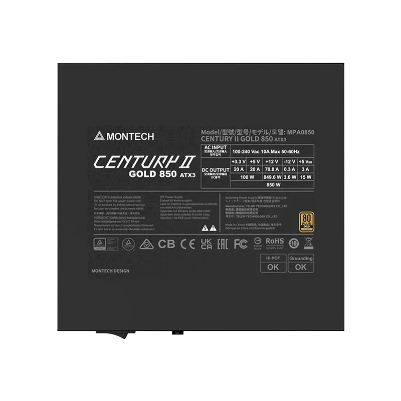 Montech Century II 850W ATX 80 Plus 3.1 Fully Modular Power Supply