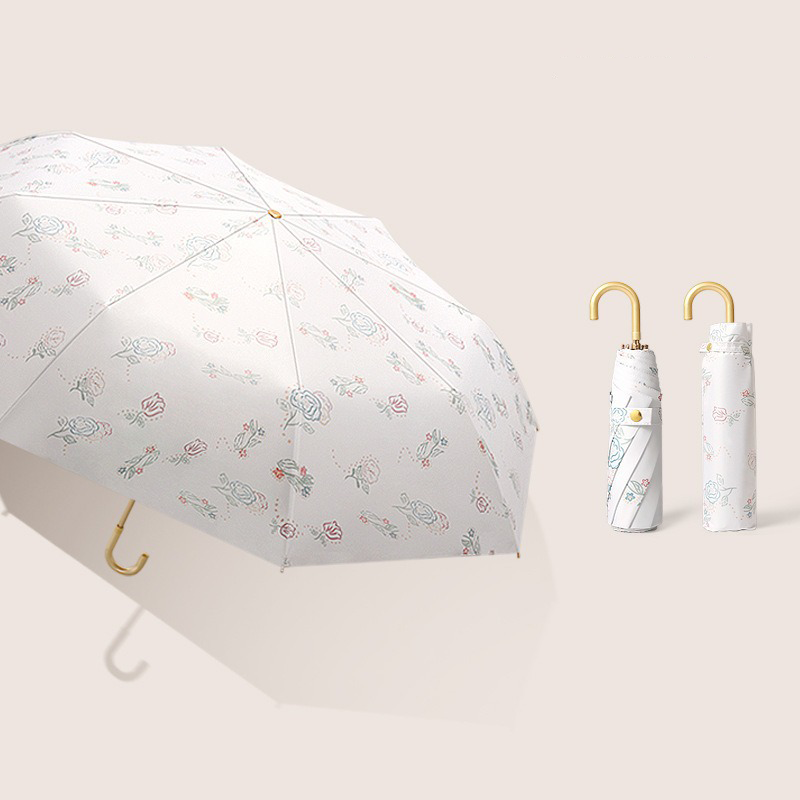 Lumina Gold Hook-Style Curved-Handle Anti-UV Umbrella