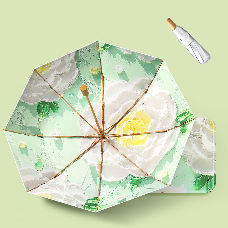 Lumina Silver-Luxe Bloom Tri-Fold Anti-UV Umbrella