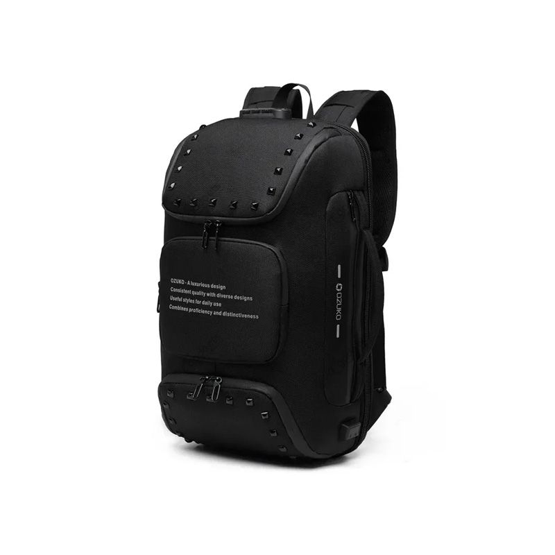Ozuko 9248 Fashion Business Laptop Student Sports Backpack With External USB Port