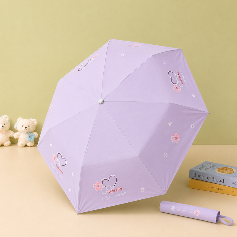 Premium Love Print Dual-Tone Folding Umbrella
