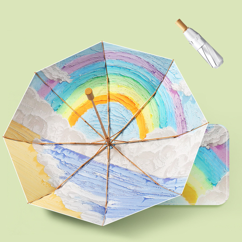 Lumina Silver-Luxe Bloom Tri-Fold Anti-UV Umbrella