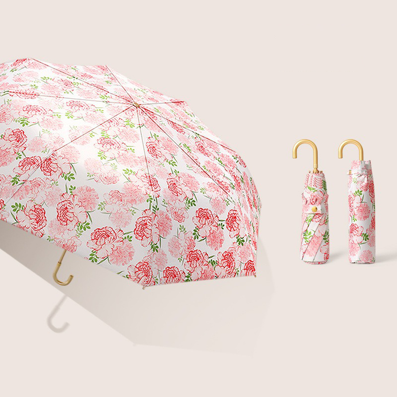 Lumina Gold Hook-Style Curved-Handle Anti-UV Umbrella