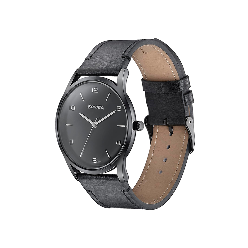 Sonata Quartz 77140NL01 Analog Leather Strap Men’s Watch