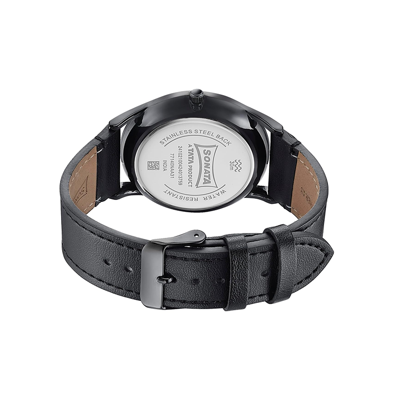 Sonata Quartz 77140NL01 Analog Leather Strap Men’s Watch