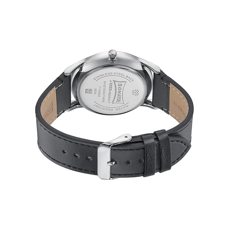 Sonata Quartz 77140SL01 Analog Leather Strap Men’s Watch