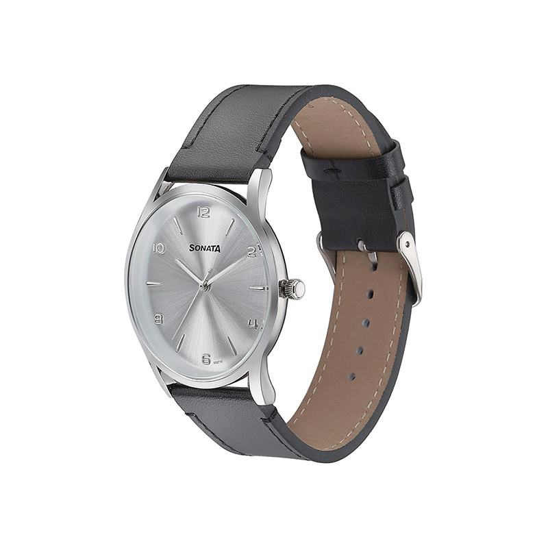 Sonata Quartz 77140SL01 Analog Leather Strap Men’s Watch